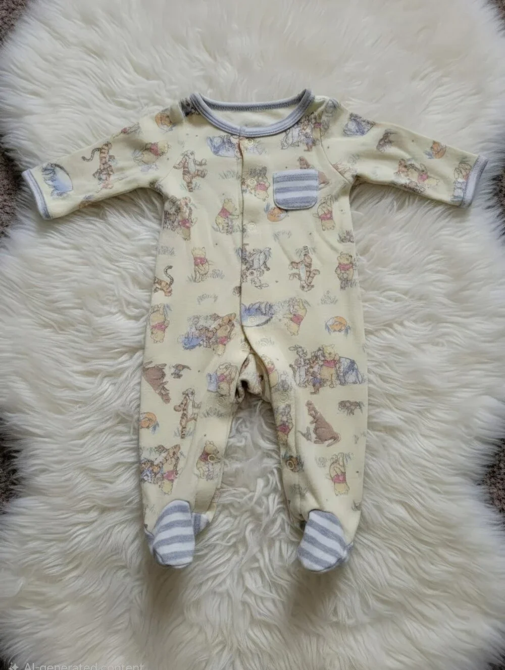 Disney Winnie the Pooh Baby Sleepwear Set with Sherpa Booties - Cream & Beige - Picture 4 of 5